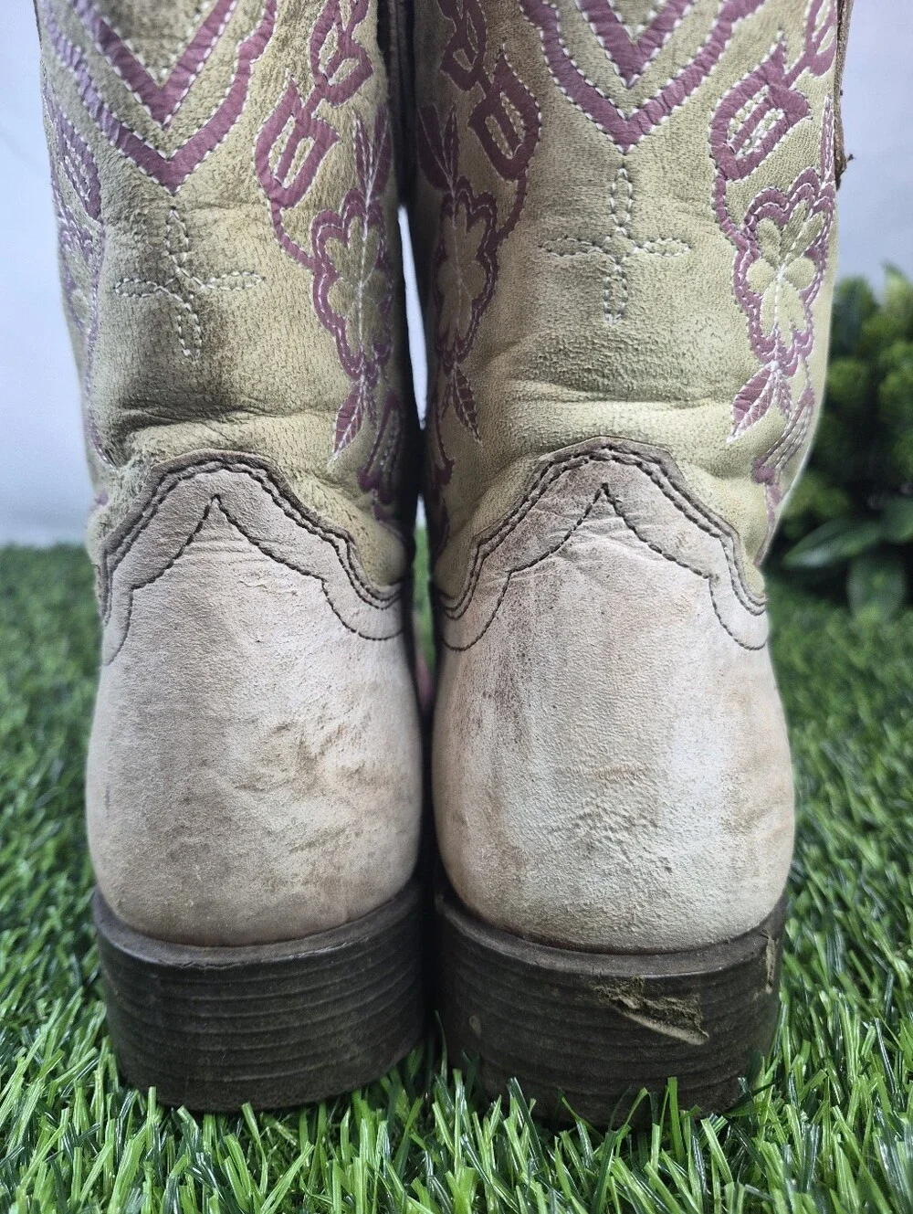Ariat Women’s Western Cowboy Boots Size 4.5 Tan Pink Floral Leather 10034066